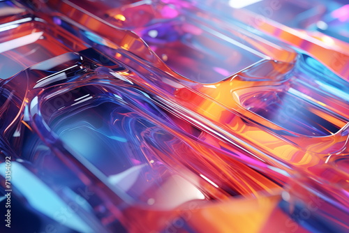 Abstract fluid 3d holographic iridescent neon glass glow rectangular. Gradient design for banners, backgrounds, wallpapers and covers. Generated AI