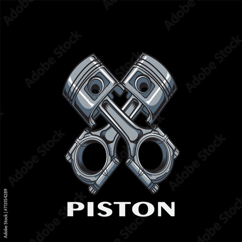 Crossed motorcycle pistons, logo design vector illustration