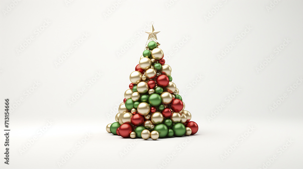 Captivating Christmas Composition: Creative New Year Tree with Shiny Balls on White Background, Perfect for Holiday Promotions and Festive Designs. Captivating Christmas Composition: Creative New Year Tree with Shiny Balls on White Background, Perfect for Holiday Promotions and Festive Designs.