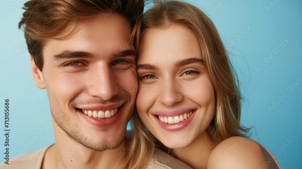 Studio portrait of a joyful and loving Caucasian couple with stylish hair. Studio portrait of a joyful and loving Caucasian couple with stylish hair.