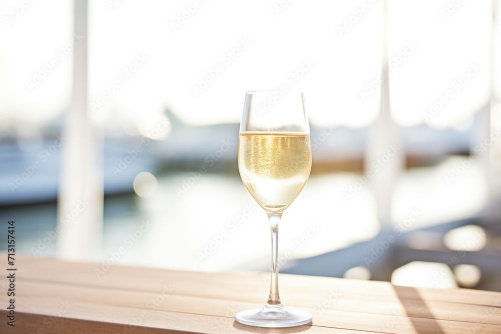 luxury concept: sparkling wine glass on a yacht deck luxury concept: sparkling wine glass on a yacht deck