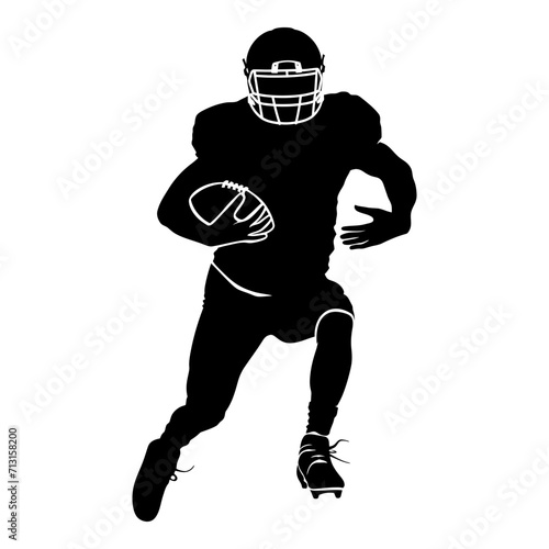 Silhouette american football player full body black color only