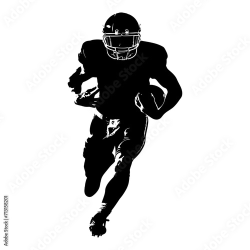 Silhouette american football player full body black color only
