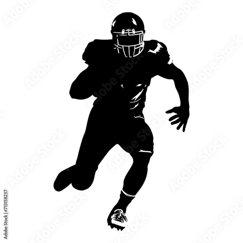 Silhouette american football player full body black color only