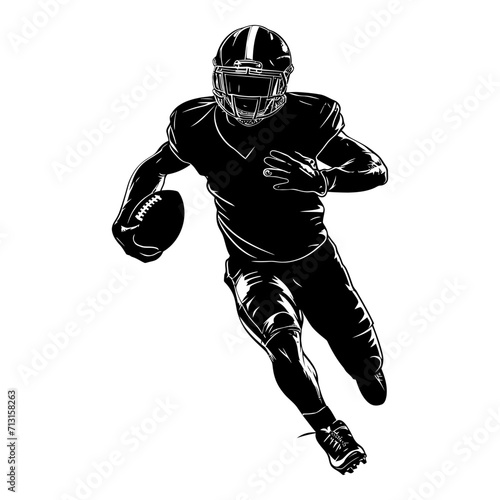 Silhouette american football player full body black color only