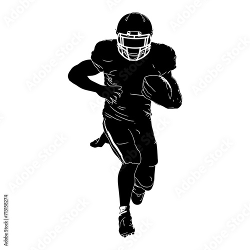 Silhouette american football player full body black color only