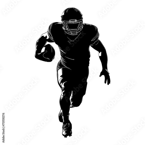 Silhouette american football player full body black color only