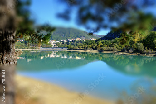 Rural landscape of Castel San Vincenzo lake, Molise Italy photo