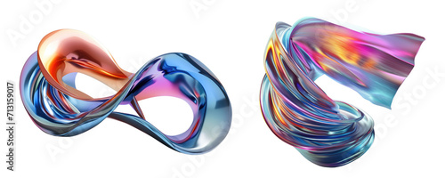3d illustration abstract gradient spiral on transparent background