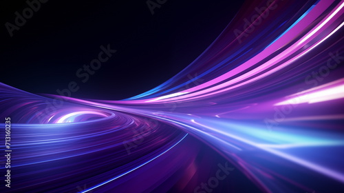 Neon violet purple lines on black background. design for background  banner and wallpaper. Generated AI