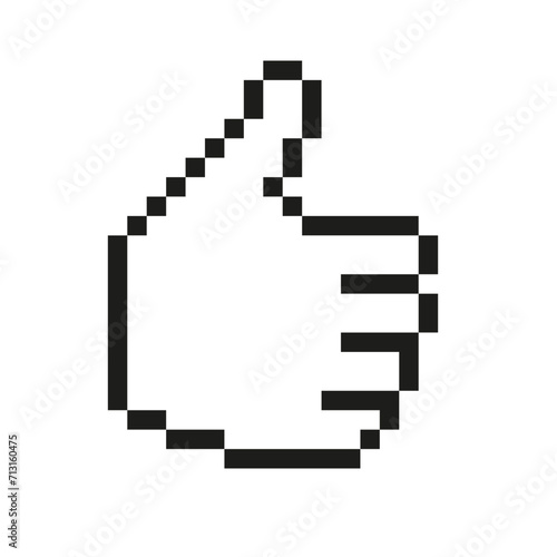 Web Mauszeiger Hand "Daumen hoch" Pixel Style Vektor Symbol