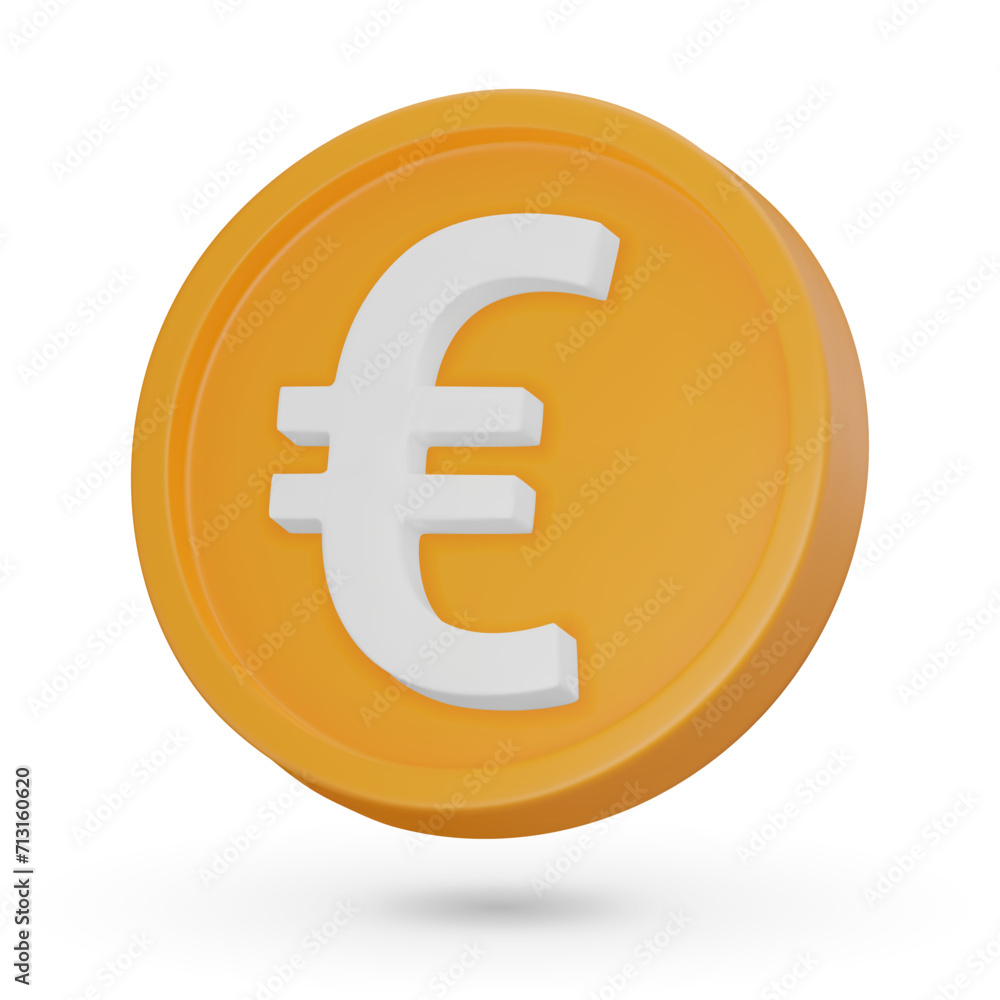 3D coin. Euro currency symbol, 3D icon. Vector sign isolated on a white background 3D coin. Euro currency symbol, 3D icon. Vector sign isolated on a white background