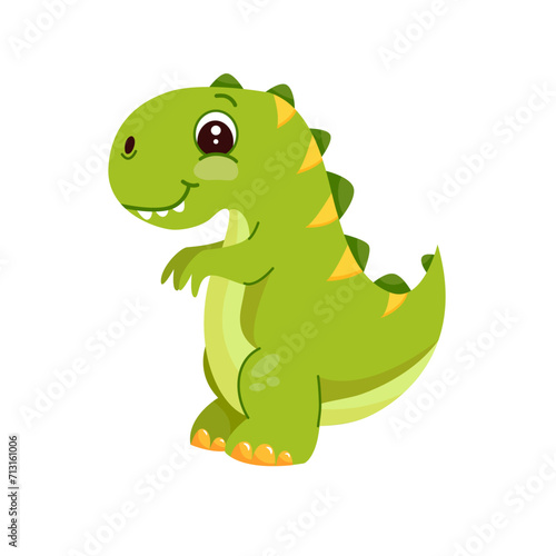 Vector illustration of Cartoon Dinosaur Character. Cute colored dinosaur isolated on white background. T-rex  diplodocus  triceratops.