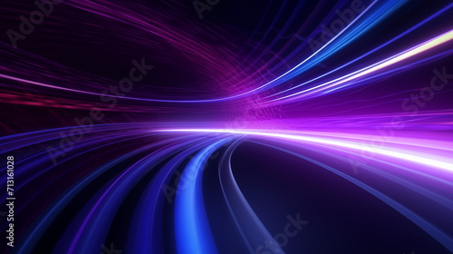 Neon violet purple lines on black background. design for background  banner and wallpaper. Generated AI