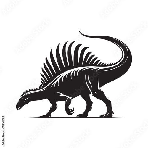 Enigmatic Epoch: Dinosaur Silhouette - Monster Reptile Vector Series Transporting Viewers to the Enigmatic Epoch of the Mesozoic Era 