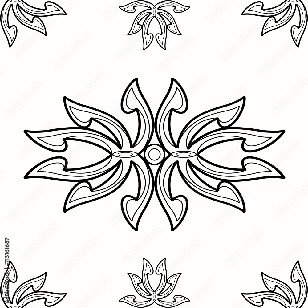 Fototapeta premium Beautiful black colored line drawing, Symbol design , Logo pattern, are used to create background images, pretty multi-colored painted together.