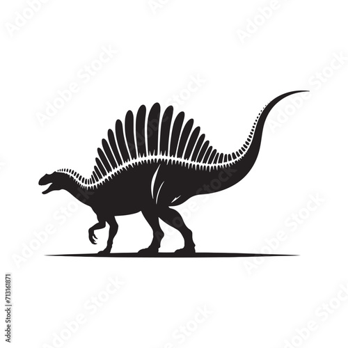 Mystical Mesozoic  Dinosaur Silhouette - Monster Reptile Vector Conjuring the Mystical Essence of the Mesozoic Era 