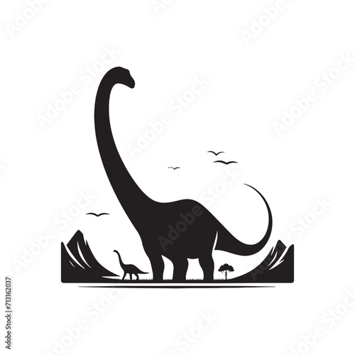 Enigmatic Epoch: Dinosaur Silhouette Collection Transporting Viewers to the Enigmatic Epoch of the Mesozoic Era - Dinosaur Illustration - Wild Animal Vector
