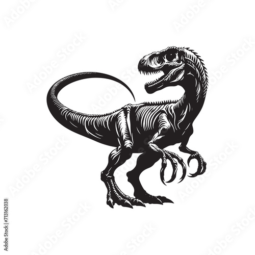 Primeval Symphony: Monster Reptile Silhouette - Dinosaur Vector Series Creating a Symphonic Visual Tribute to the Primeval Epoch - Dinosaur Silhouette
