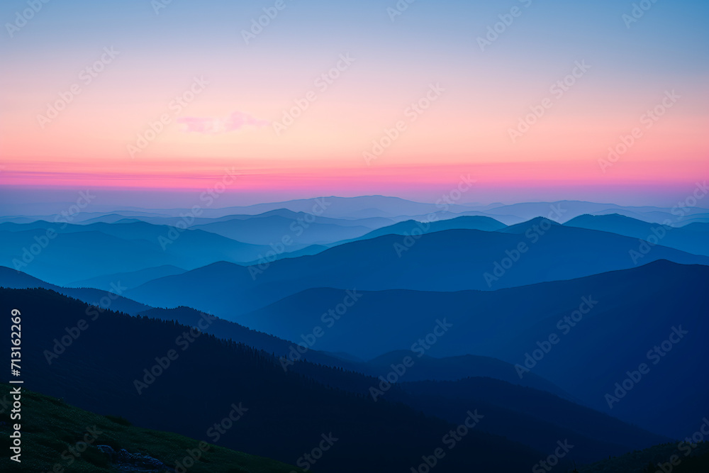 Dawn's Soft Light on Mountain Layers