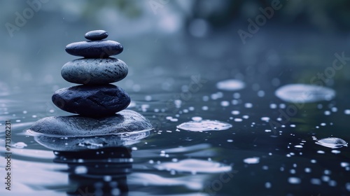 A stack of rocks sitting on top of a body of water. Perfect for nature and balance-themed designs