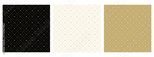 Seamless gold abstract geometric line vector background pattern with editable stroke. Luxury background texture for a Christmas, certificate, diploma, award, gift card, or voucher  