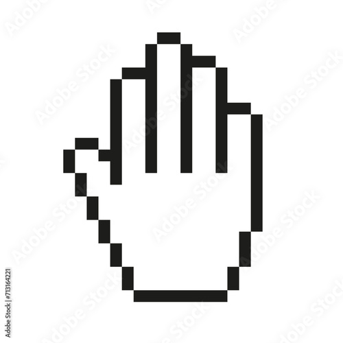 Web Mauszeiger Hand "Stop" Pixel Style Vektor Symbol
