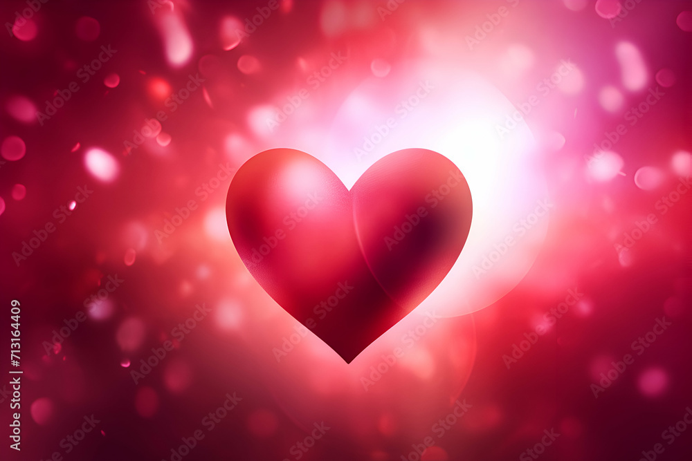 Valentines day abstract background with hearts and bokeh lights