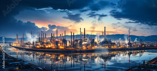 Oil​ refinery​ and​ plant and tower column of Petrochemistry industry in oil​ and​ gas​ ​industrial photo