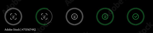 Face id scanning process vector icons eps10