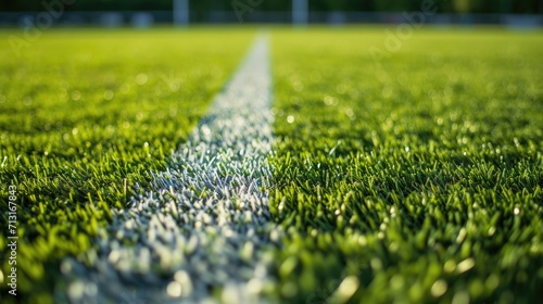 Close-Up of White Line on American Football Field