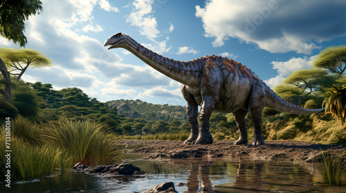 Majestic Prehistoric Brachiosaurus in Natural Habitat created with Generative AI technology © Fernando Cortés