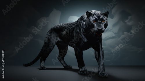 Black panther on black background