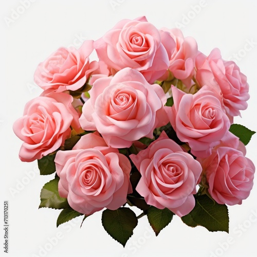 Pink rose flowers in a floral arrangement isolated on white or transparent background