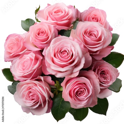 Pink rose flowers in a floral arrangement isolated on white or transparent background  