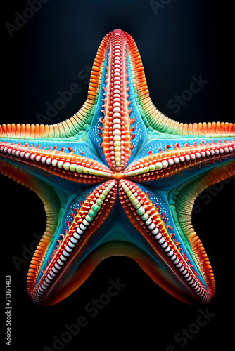 Vibrant Starfish Amidst Fantasy Sea Flora created with Generative AI technology