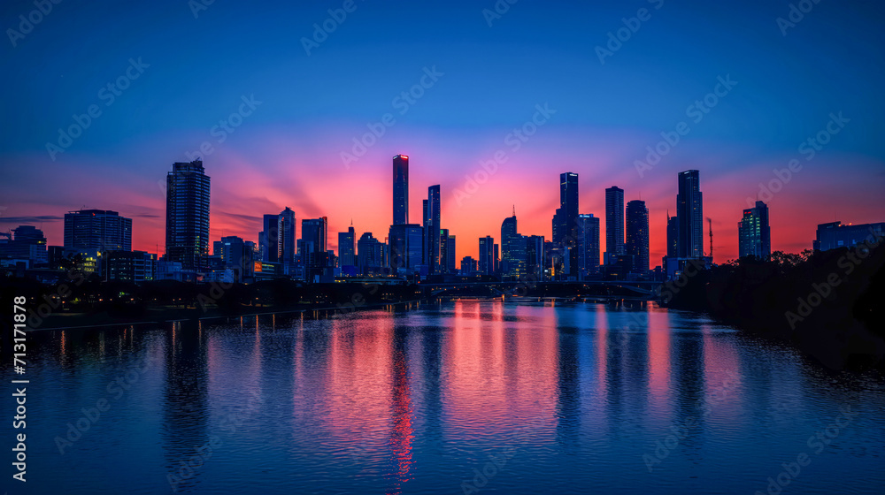 City Silhouette Against Gradient Sunset