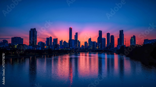 City Silhouette Against Gradient Sunset © Suplim