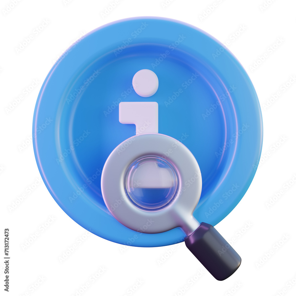 Magnifying Glass Searching Information 3D Illustration Magnifying Glass Searching Information 3D Illustration