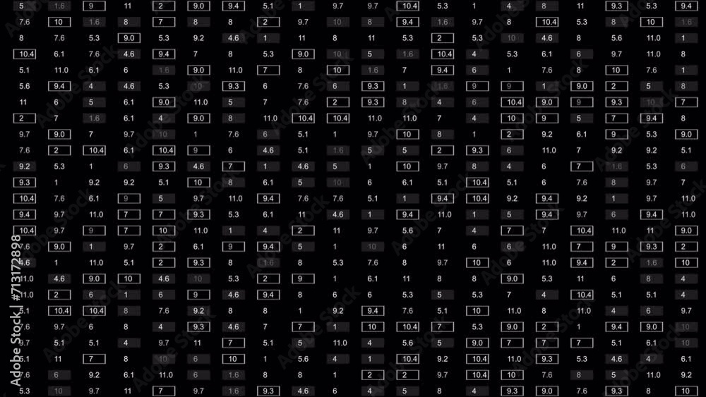 Looping HUD UI numbers list. PNG Alpha. 2GFX for 3D texturing.User Interface data display. Technological background. Looping HUD UI numbers list. PNG Alpha. 2GFX for 3D texturing.User Interface data display. Technological background.