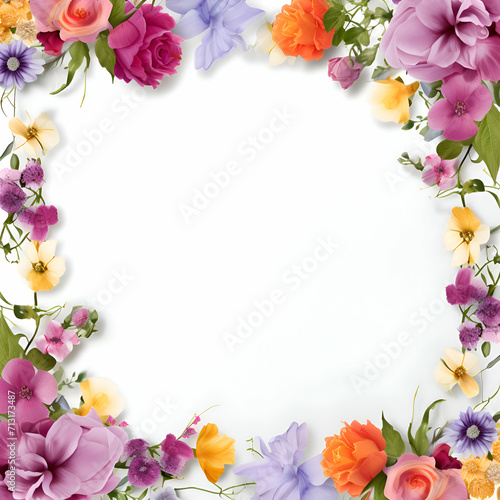 Floral frame with spring flowers. illustration.