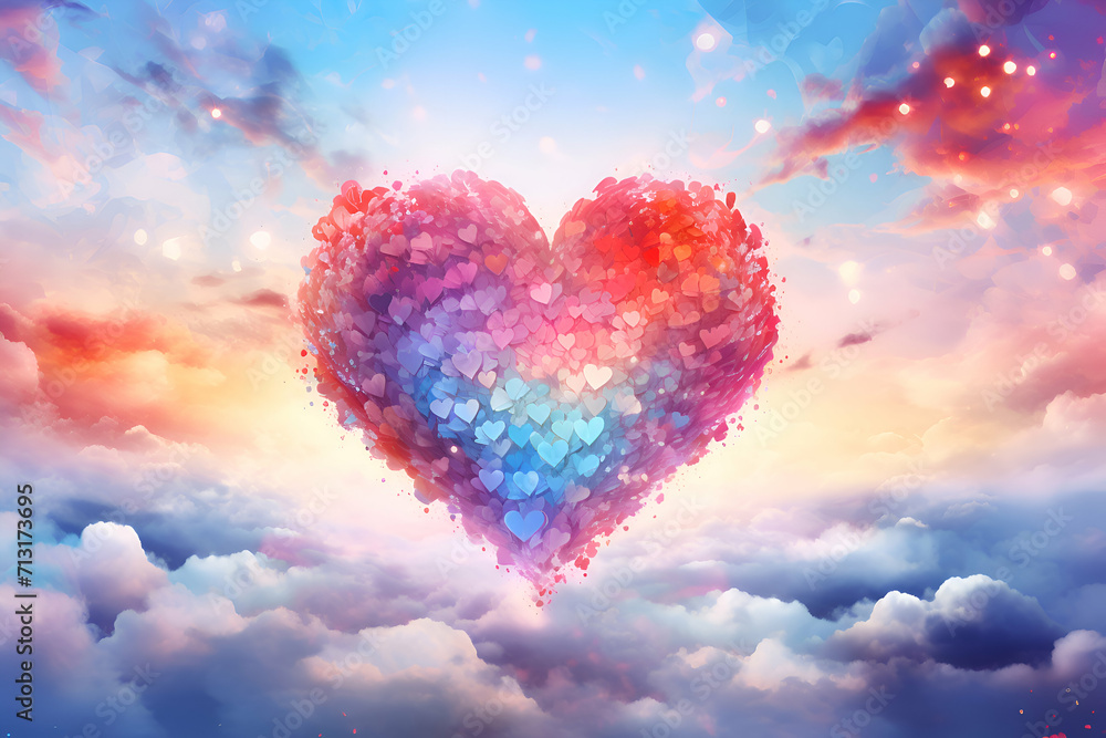 Heart with clouds. Valentine's day background. 3D illustration. Heart with clouds. Valentine's day background. 3D illustration.