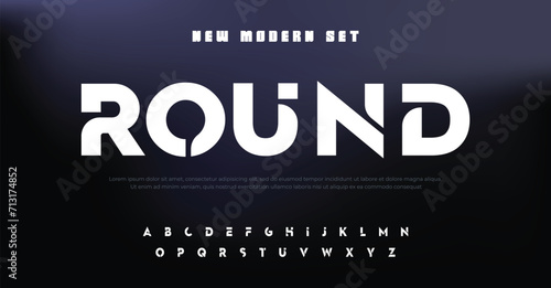 Round, an Abstract technology futuristic alphabet font. digital space typography vector illustration design photo