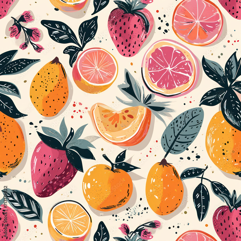 Juicy Citrus Delight - A Seamless Summer Fruit Pattern: Fresh, Organic, and Exotic. Juicy Citrus Delight - A Seamless Summer Fruit Pattern: Fresh, Organic, and Exotic.