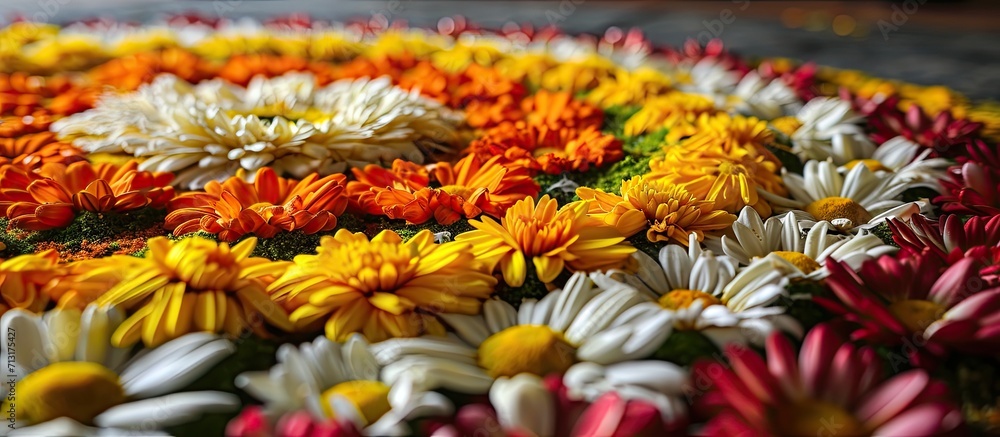 Talking of all the activities one such activity that interests people of every age group is Onam Pookalam which literally means Onam flower rangolis or the patterns made with flower petals Usua