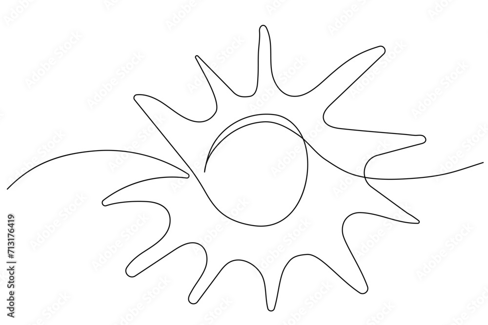Continuous line art circle sun, single line sketch,doodle isolated on white background. Abstract modern icon hand drawn element Continuous line art circle sun, single line sketch,doodle isolated on white background. Abstract modern icon hand drawn element