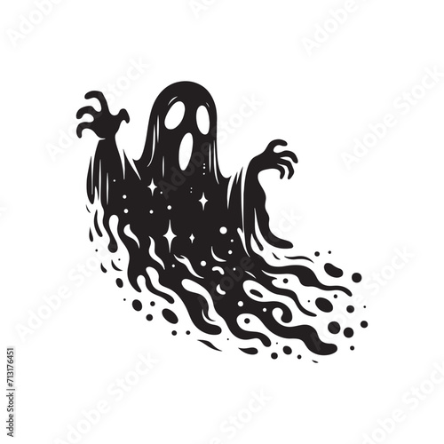 Phantasmal Cadence: Spirit Vector at the Finale of the Ghost Silhouette Sonata - Horror Silhouette - Ghost Vector
