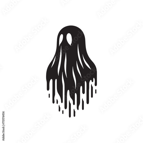 Haunting Reverie: Horror Silhouette - Ghost Vector Echoing the Ghost Silhouette's Lament - Ghost Illustration - Spirit Vector
