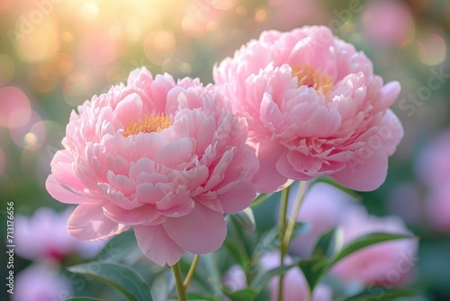 Rose Peonies in Sunlight for Mother's Day Celebration