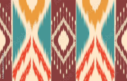 Ethnic abstract ikat art. Aztec ornament print. geometric ethnic pattern seamless  color oriental.  Design for background ,curtain, carpet, wallpaper, clothing, wrapping, Batik, vector illustration. photo
